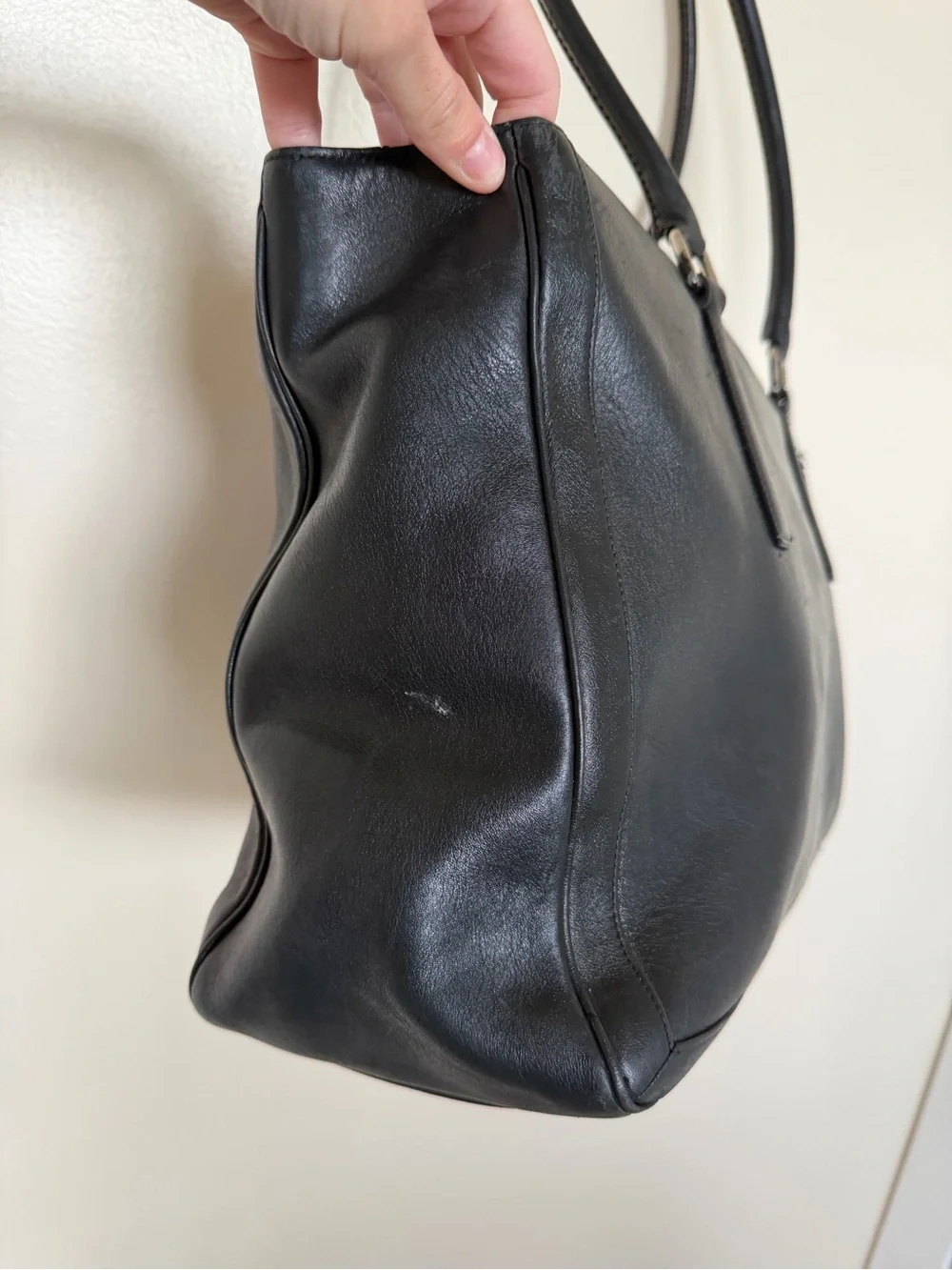 COACH Vintage H2S-9426 Black Leather Tote Computer Bag with Black Wristlet